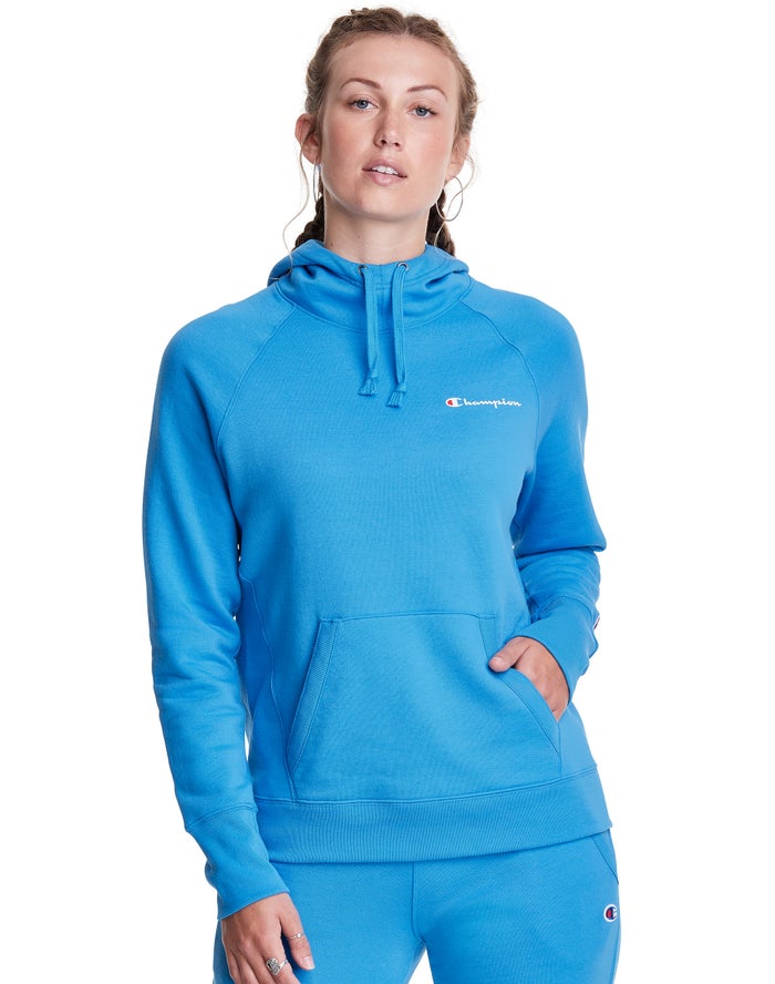 Champion Hoodie Dames - Blauw - Powerblend Script Logo ( 189035-LQB )